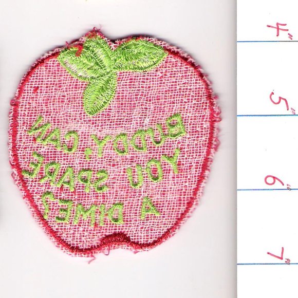 Vintage Buddy Can You Spare a Dime Corduroy Sew On Patch Strawberry - Picture 2 of 2